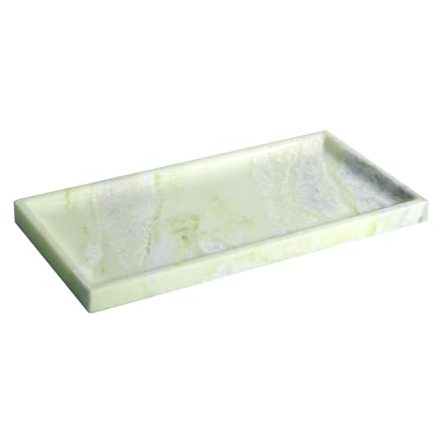 100% Natural Marble Tray, Handcrafted Vanity Catchall | Luxury Natural Marble Tray for Perfume, Jewelry, Soap, Elegant Bathroom & Kitchen Counter Decor - color: 036-fd Green