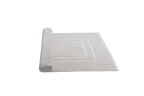 Feather & Stitch 2 Piece Towel Like Bath Mats (30x21 Inch) 100% Cotton Terry Bath Mats, Bathroom Shower Floor Mats [NOT A Bathroom Rug], Soft Absorbent Washable Mats - Sliver - color: Silver