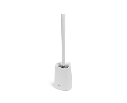 Joseph Joseph Flex 360 Lite, Advanced Smart Toilet Brush and Small Storage Holder Set with Anti-drip, Anti-Clog, Triple-Action Replaceable Brush Head - White - color: White