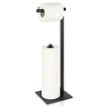 Toilet Paper Holder Stand Toilet Paper Roll Holder Stand Freestanding Black Toilet Paper Holder for Bathroom Toilet Tissue Storage Holder Metal - color: Black