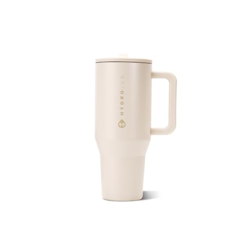 HydroJug Traveler 32oz, Insulated Tumbler with Handle & Straw, Cream - color: Cream, size: 32 Ounces