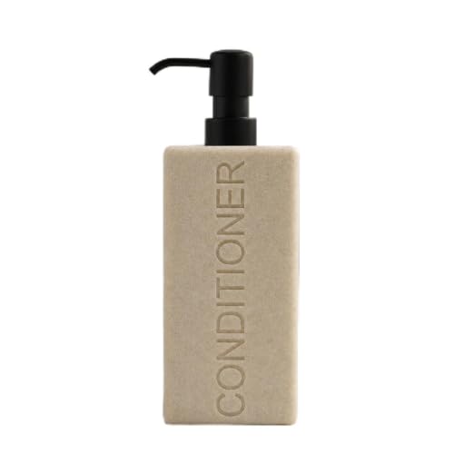Rectangular Resin Dispenser Premium Bathroom Shampoo Conditioner Body Wash Bottle Modern Refillable Pump Design - color: Tan