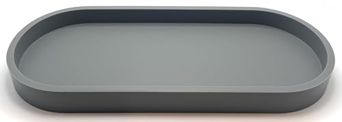 Premium 12” x 5” Silicone Vanity Tray | Sink and Surface Organizer with Sturdy Non-Slip Base | Heat Safe, Dishwasher Safe (Grey) - color: Gray