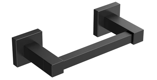 FORIOUS Toilet Paper Holder Wall Mount, Stainless Steel Rustproof Double Post Pivoting Tissue Roll Holder for Bathroom, Commercial Toilet Paper Dispenser (Matte Black, Square) - color: Matte Black