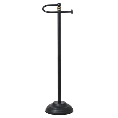 Heavy Base Toilet Paper Holder Stand,Matte Black | Rustproof toilet paper stand,free standing toilet paper holder with Anti-slip base pad,Weighted toilet paper standing holder