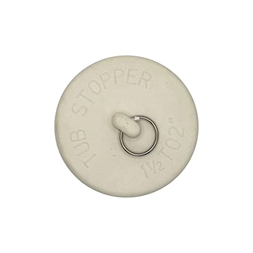 Rocky Mountain Goods Rubber Tub/Sink Stopper for 1 1/2" to 2" Drains - Split Ring for Easy Removal - Stain Proof White Rubber