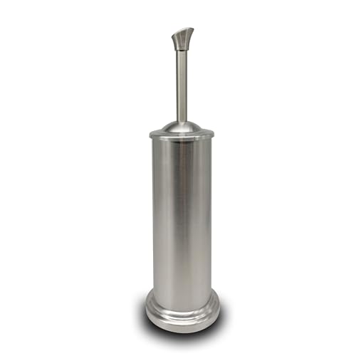 Stainless Steel Toilet Bowl Brush with Holder Metal Bathroom Cleaning Set Rustproof Hygienic Durable Modern Design - color: Satin Nickel
