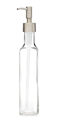 Rail19 French Vessel Glass Soap Dispenser with Metal Pump - Refillable Hand Soap, Lotion & Sanitizer for Sinks and Small Countertops, 8.5oz (Stainless Rustic) - color: Stainless Rustic