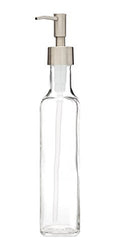 Rail19 French Vessel Glass Soap Dispenser with Metal Pump - Refillable Hand Soap, Lotion & Sanitizer for Sinks and Small Countertops, 8.5oz (Stainless Rustic) - color: Stainless Rustic