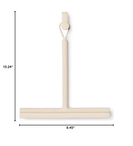 Brabantia - Renew Shower Squeegee with Door Hook - Silicone Brush & Cleaning Wiper for Bathroom Glass & Tiles - Soft, Non-Slip Handle - Anti-Streak - Corrosion Resistant - Soft Beige - 42.1 x 9 cm - color: Soft Beige