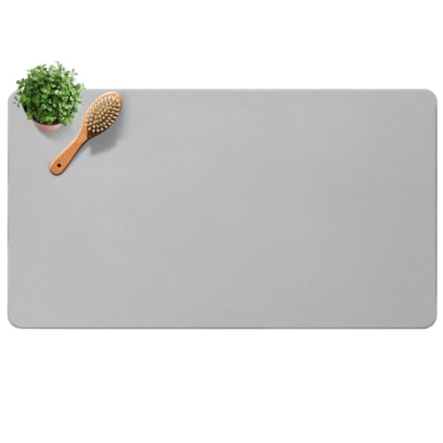 Large Diatomite Stone Bath Mat, Premium Non-Slip Natural Diatomaceous Earth Bathtub Quick Drying Mats for Bathroom Floor (30" x 17" Light Gray) - color: Light Grey, size: 30" x 17"