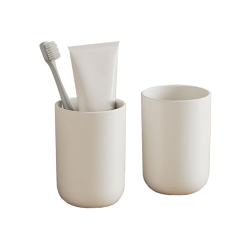 White Toothbrush Cup, Bathroom Cup, Unbreakable Toothbrush Holders for Bathroom, Reusable Plastic Cups for Drinking, Dishwasher Safe,11 Oz, 2 PCS(White&White)