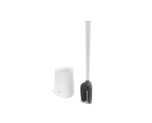 Joseph Joseph Flex 360 Lite, Advanced Smart Toilet Brush and Small Storage Holder Set with Anti-drip, Anti-Clog, Triple-Action Replaceable Brush Head - White - color: White