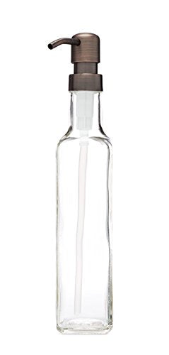 Rail19 French Vessel Glass Soap Dispenser with Metal Pump - Refillable Hand Soap, Lotion & Sanitizer for Sinks and Small Countertops, 8.5oz (Farmhouse Bronze) - color: Farmhouse Bronze