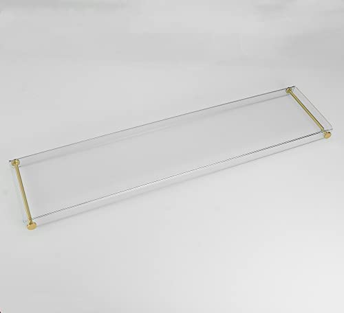 Beelee Clear Acrylic Bathtub Tray, Gold Rail Waterproof Tub Caddy Accessory | Sturdy Transparent Panel, Holds Reading Materials, Cell Phones and Wine Glasses, Ideal Spa Decor and Premium Gift for Women
