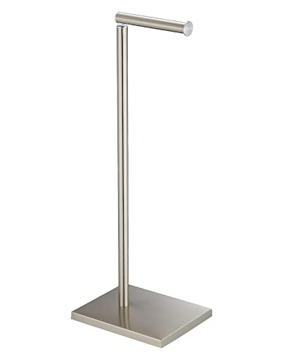 Toilet Paper Holder Stand, Free Standing Toilet Paper Roll Holder with Reserve for Bathroom, Stainless Steel DECLUTTR - color: Nickel