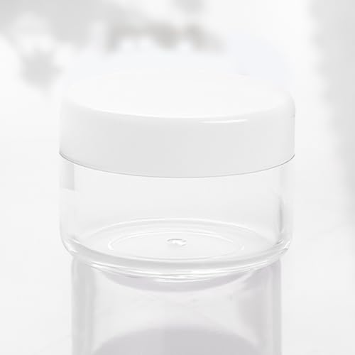 12 Pcs 15ml/0.5oz Small Travel Containers, 4 Pcs Makeup Spatula, Clear Plastic Cosmetic Jar Refillable Roun for Lotion Cream Products Sample Bottles, Plastic with Screw on Lid Container (white) - color: white