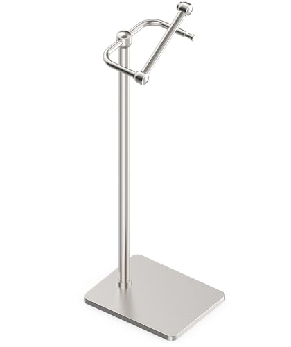 RUACQ Toilet Paper Holder Stand, Bathroom Toilet Paper Roll Holder Free Standing, Toilet Tissue Holder Stand with Post Pivoting Design, Stable Weighted Base, SUS304 Stainless Steel (Brushed Nickel) - color: Brushed Nickel, size: Free Standing