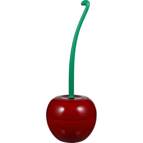 Cherry-Shaped Toilet Brush Set - Modern Dark Red Plastic Toilet Cleaning Kit with Stand for Bathroom (14.93 Inch)