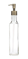 Rail19 French Vessel Glass Soap Dispenser with Metal Pump - Refillable Hand Soap, Lotion & Sanitizer for Sinks and Small Countertops, 8.5oz (Antique Brass) - color: Antique Brass