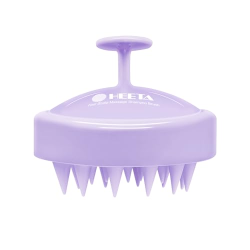 HEETA Shampoo Scalp Brush Massager Hair Growth, Scalp Scrubber with Soft Silicone Bristles for Dandruff Removal, Hair Brush Exfoliator, Light Purple - color: Light Purple