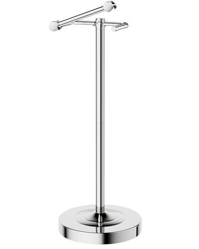 Freestanding Toilet Paper Holder, Weighted Base, No Springs, Chrome | Pivoting arm — just lift, reload, no springs. No drilling. 304 stainless steel, rustproof. Fits mega rolls, 25.6 inches. - color: Chrome