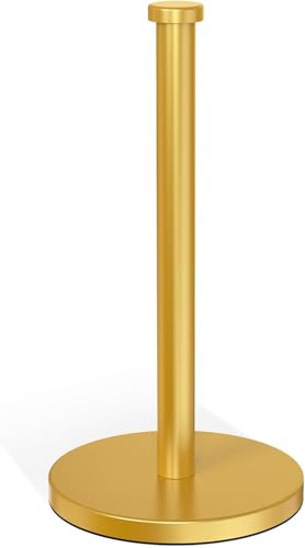 VEHHE Paper Towel Holder Countertop, Weighted Non-Slip Base, Stainless Steel Paper Towel Holder for Kitchen Bathroom (Gold) - color: Eva Pad Base | Gold