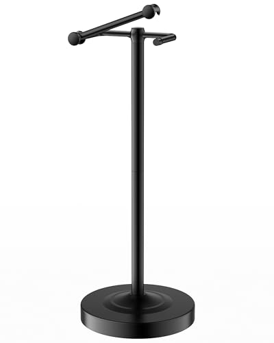 Freestanding Toilet Paper Holder Stand, 4.57 LB Weighted Base Toilet Paper Stand with Pivoting Arm, 304 Stainless Steel Floor Toilet Roll Holder No Drilling, 25.6 Inch, Matte Black - color: Black