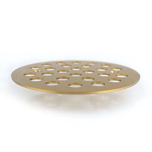 4-1/4 Inch Screw-in Round Floor Drain Cover Replacement Shower Drainer Grates (Brushed Golden) - color: Brushed Golden