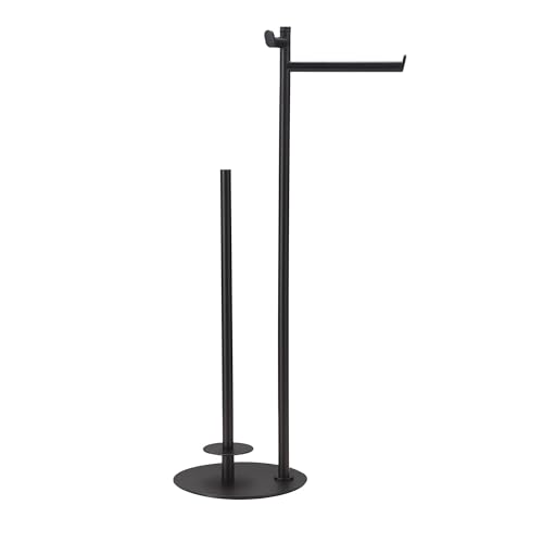 BVL Toilet Paper Holder Stand, Matte Black with Extra Heavy Base, Holds 5 Rolls, Waterproof Pad, Minimalist Design, 304 Stainless Steel, Rustproof & Space-Saving with Hook - color: Black