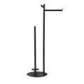 BVL Toilet Paper Holder Stand, Matte Black with Extra Heavy Base, Holds 5 Rolls, Waterproof Pad, Minimalist Design, 304 Stainless Steel, Rustproof & Space-Saving with Hook - color: Black