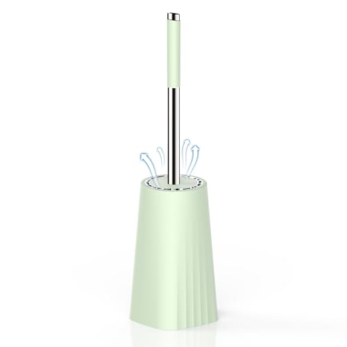 SetSail Toilet Brush, Compact Size Toilet Bowl Brush and Holder Toilet Brushes for Bathroom with Stainless Steel Handle Toilet Cleaner Brush with Durable Scrubbing Bristles, Splash-Proof, Green - color: Green, size: 1 pack