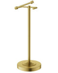 Freestanding Toilet Paper Holder Stand, 4.57 LB Weighted Base Toilet Paper Stand with Pivoting Arm, 304 Stainless Steel Floor Toilet Roll Holder No Drilling, 25.6 Inch, Gold - color: Gold