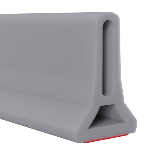 Hi-Na 3ft/5ft/6ft/8ft10ft Collapsible Shower Threshold Water Dam Water Barrier for Shower and Water Stopper Keeps Water Inside Water Threshold for Wet and Dry Separation (8ft, Grey) - color: Gray, style: 8ft