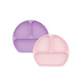 Bumkins Toddler and Baby Suction Plate, Silicone Divided Grip Dish for Babies and Kids, Baby Led Weaning, Children Feeding Supplies, Non Skid Bottom, Platinum Silicone, 6 Months Up, Lavender and Pink - color: is F7 Lavender, Pink-GD