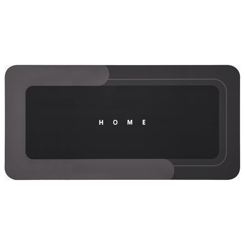 Housego Absorbent Bath Mat Magic Rug, Quick Drying Magic Bath Mat Non-Slip Floor Rug Rubber Backed for Bathroom Kitchen Shower Sink, Water Absorbent (1PC, 16.93''x34.65'', Black) - color: Black, size: 1'5" x 2'11" (Rectangular)