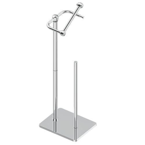 RUACQ Toilet Paper Holder Stand, Bathroom Toilet Paper roll Holder Free Standing with Storage for 4 Rolls, Post Pivoting Design, Stable Weighted Base, SUS304 Stainless Steel(Chrome) - color: Chrome, size: Free Standing with Storage