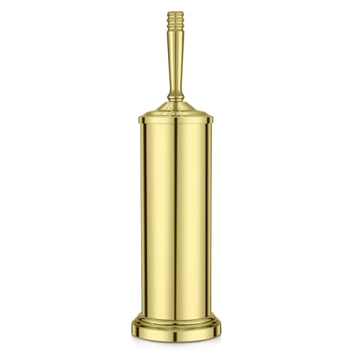Stainless Steel Toilet Brush and Holder,Gold Toilet Bowl Brush with Long Handle for Bathroom,Toilet Brushes-Space Saving,Covered Brush, Durable, Deep Cleaning,Splash Resistant - color: Gold01