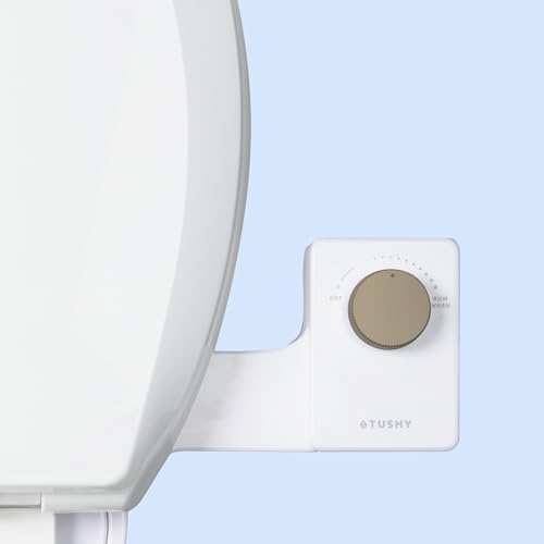 TUSHY Fresh Ultra-Slim Starter Bidet Attachment for Toilet | Non-Electric, Adjustable Water Pressure, Cool Water Rear Wash, Self-Cleaning | Elongated & Round Toilets, 10 Min Install, Matte Brass - color: Matte Brass Knob, style: Single Nozzle