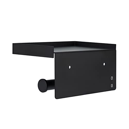 Toilet Paper Holder Tissue Roll Hanger with Shelf SUS304 Stainless Steel Matte Black Bathroom Lavatory Hardware Wall Mount Adhesive