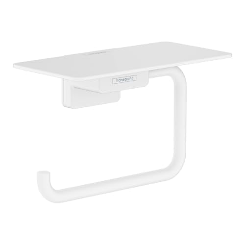 hansgrohe AddStoris Roll Holder with Shelf in Matte White 3-inch Accessories in Matte White, 41772700 - color: Matte White