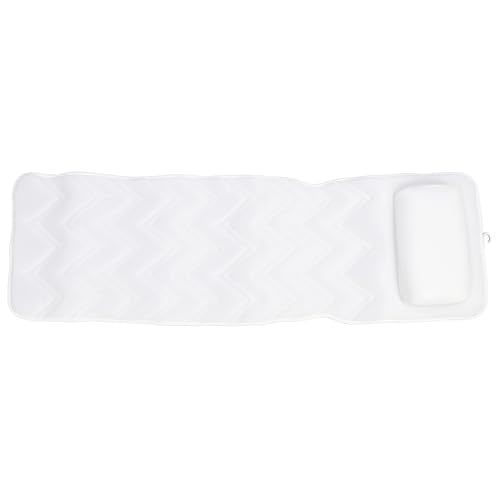 Ejoyous Full Body Bath Pillow, Spa Bathtub Pillow with Anti Slip Suction Cups, Luxury Bath Cushion Mat for Tub, White, Polyester, Neck/Back Support, Comfortable Spa Experience