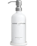White Glass Lotion Dispenser with Pump Bathroom Set by Brighter Barns - Hand Lotion Dispenser Set with Tray - Modern Bathroom Accessories for Guest House, Hotel, Spa, Restaurant, Airbnb, Gift (White) - color: Silver L