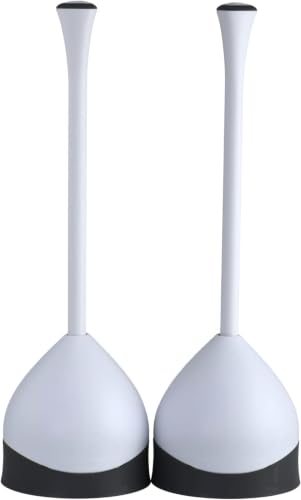Clorox Toilet Plunger with Hideaway Caddy,– for Bathroom Organization and Storage,Bathroom Accessories,Toilet Unclogger,with Holder,White,(Pack of 12) - size: 12-Pack