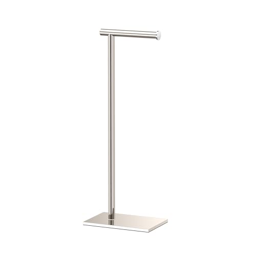 Gatco 1431PN Modern Rectangle Base Freestanding Toilet Paper Holder, 21.25", Polished Nickel with Weighted Base - color: Polished Nickel, 21.25"h