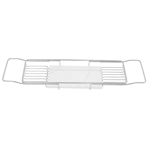 Expandable Bathtub Tray,Bathtub Tray Caddy for Luxury Bath Expandable,Expandable Range 68-90cm/26.77-35.43 in (Silver+White) - color: Silver+white