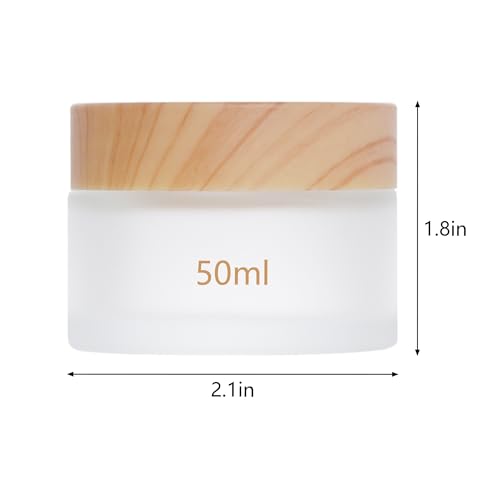 6Pcs Glass Lotion Cream Container with Lid Refillable Empty Sample Cosmetic Jar for Makeup Scrub Cream Toiletries Home Travel (50ml) - color: Clear, size: 50ml