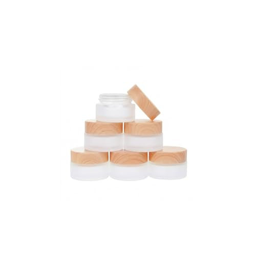 6Pcs Glass Lotion Cream Container with Lid Refillable Empty Sample Cosmetic Jar for Makeup Scrub Cream Toiletries Home Travel (5ml) - color: Clear, size: 5ml