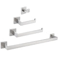 Bathroom Hardware Set 4-Piece, Angle Simple SUS304 Stainless Steel Bath Accessory Kit, Bathroom Fixture Set with Robe Hook, Toilet Paper Holder, Towel Holder and Towel Bar Brushed Nickel - color: Brushed Nickel