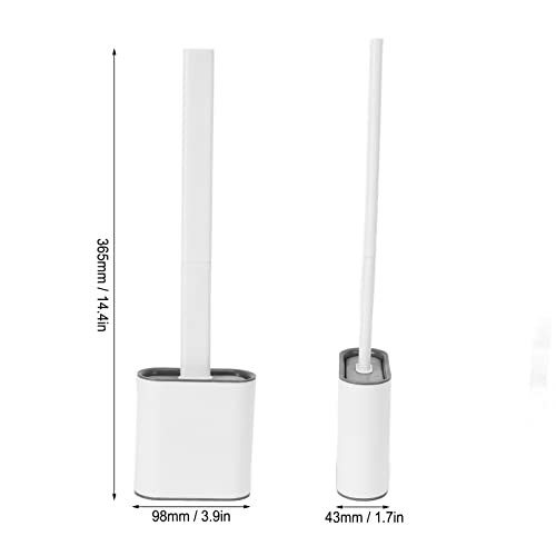 Toilet Bowl Brush Longer Handle Wall Mounted Toilet Brush, Flexible Toilet Bowl Brush Bathroom Washing Bowl Brush Kit Sturdy Washing Toilet Brush with Drain Box, Wall Mounted Flexible (White)